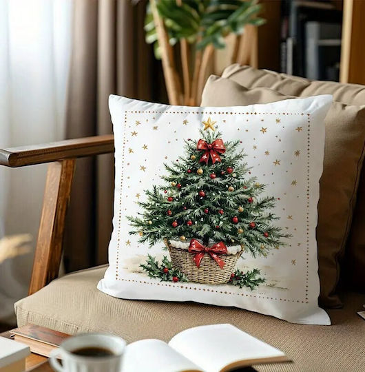 By Queen Limited Festive Edition Μαξιλαροθήκη Tree Κόκκινες Μπάλες Χρυσό Αστέρι 45x45εκ