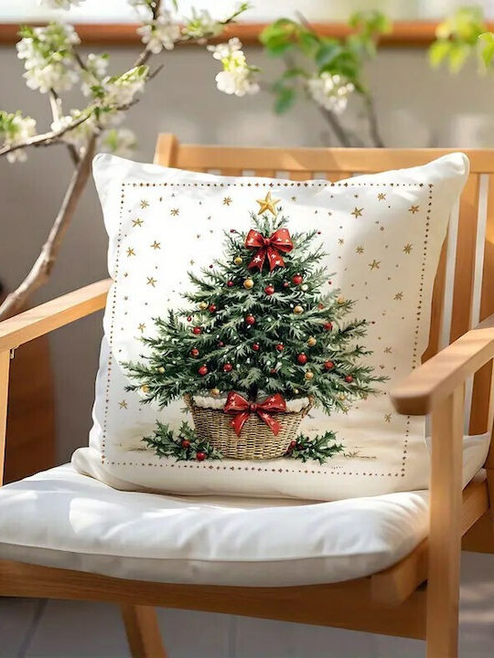 By Queen Limited Festive Edition Pillow Case Tree Red Balls Gold Star 45x45cm