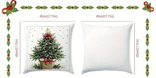 By Queen Limited Festive Edition Μαξιλαροθήκη Tree Κόκκινες Μπάλες Χρυσό Αστέρι 45x45εκ