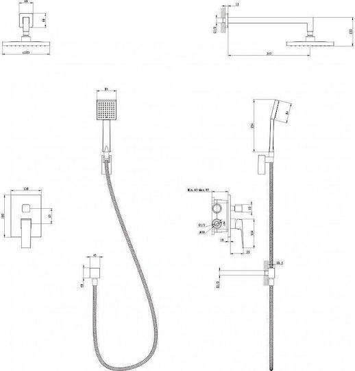 Inter Ceramic Built-in Mixer, Phone & Shower Head Set for Shower 2 Exits Silver Inter Ceramic Built-in Mixer, Phone & Shower Head Set for Shower 2 Exits Silver