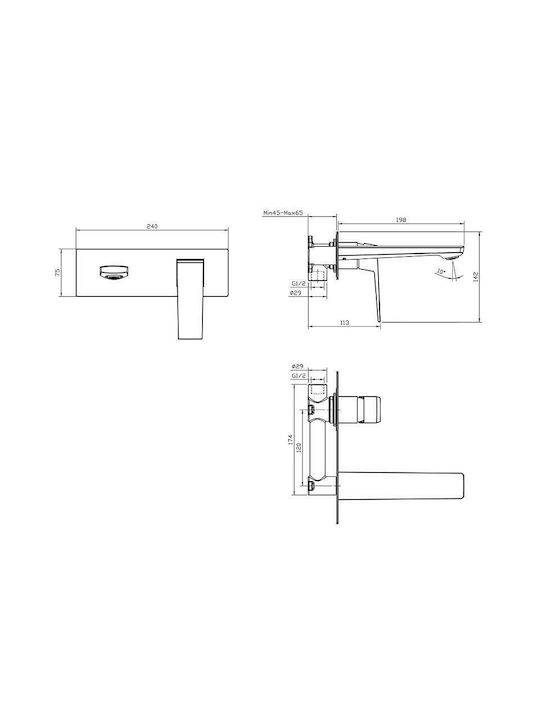 Inter Ceramic Built-in Mixer & Spout Set for Shower Gold 6988354270284