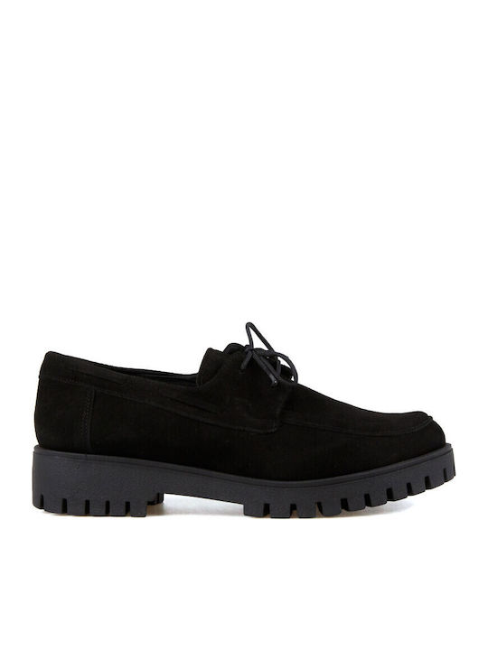Leather Women's Moccasins in Black Color