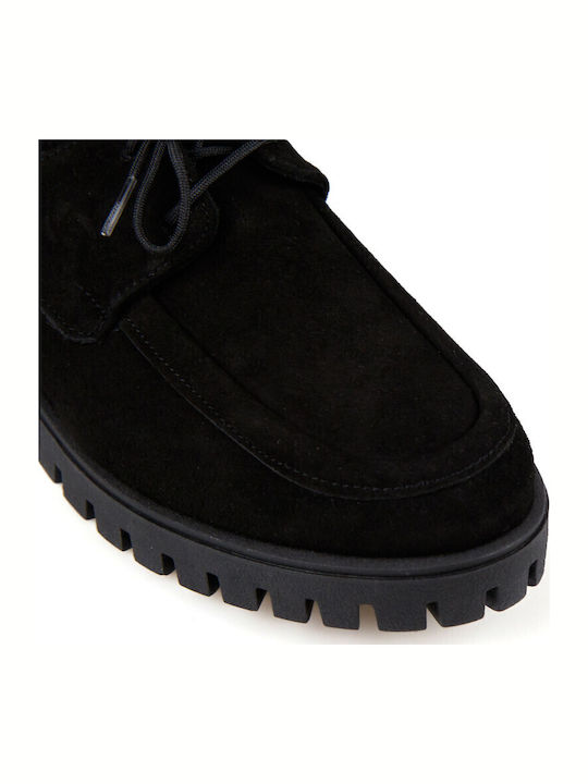 Leather Women's Moccasins in Black Color
