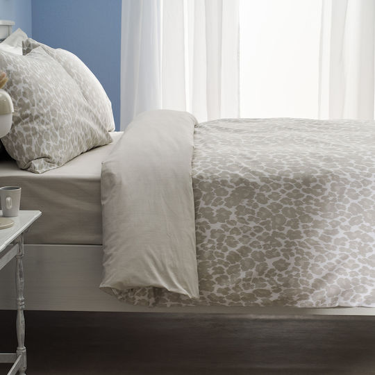 Charalambidis Textiles Leopar Σετ Σεντόνια Υπέρδιπλα 240x260εκ. Μπεζ (4τμχ)