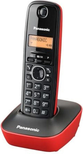 Panasonic KX-TG1611SPR Cordless Phone Black-Red