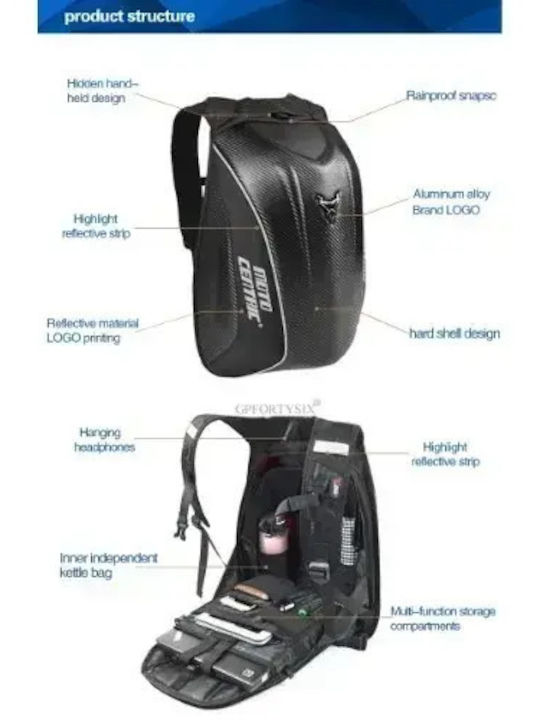 MotoCentric Rider Backpack Carbon Blue 30lt