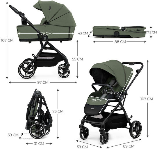 Kinderkraft Yoxi Reglabil 2 în 1 Cărucior pentru copii Potrivit pentru Nou-născut Mystic Green 10.9kg