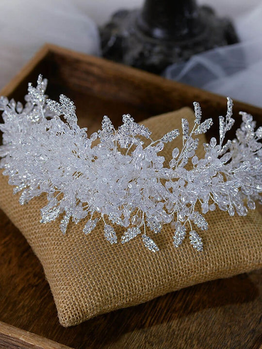 Bridal Hair Quaff Transparent Beads Leaves Swarovski Crystals Janine
