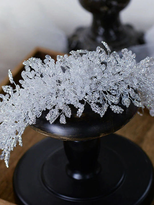 Bridal Hair Quaff Transparent Beads Leaves Swarovski Crystals Janine