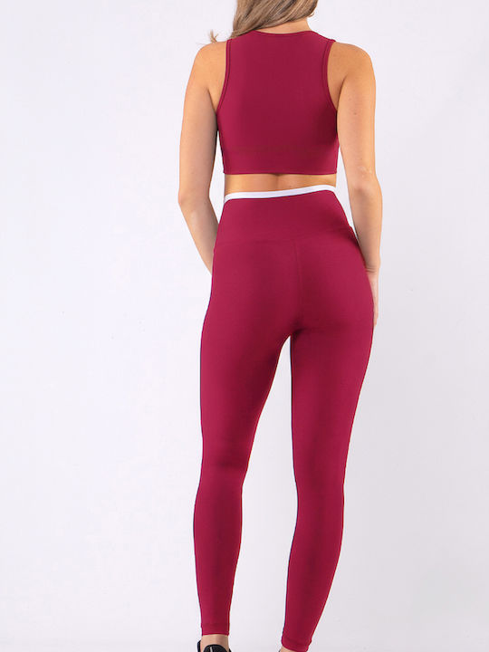 Training Women's Long Firming High Waist Leggings Push Up Wine