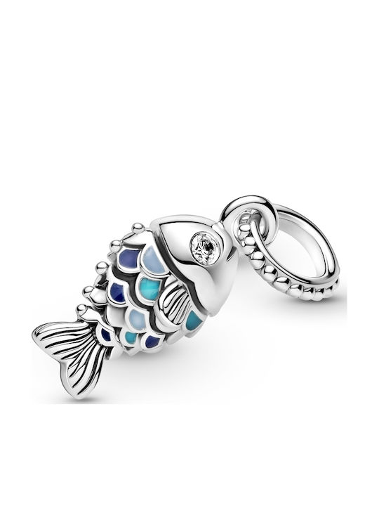 Pandora Κρεμαστό Charm Ψάρι με Ζιργκόν Μπλε