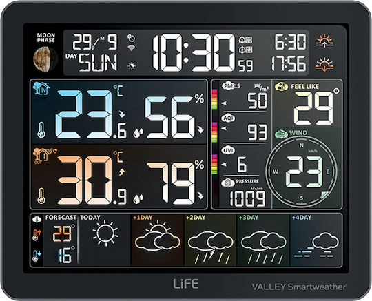 Life Valley Smartweather Tuya Wireless Digital Weather Station Tabletop / Wall Mounted White