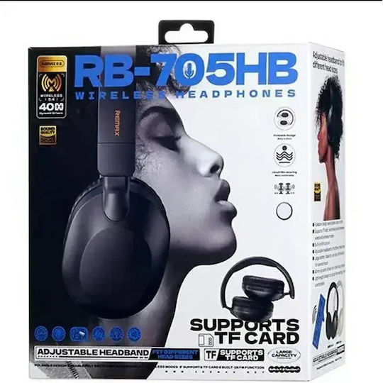 Remax RB-705HB Ασύρματα Bluetooth On Ear Ακουστικά με 12 ώρες Λειτουργίας Μαύρα