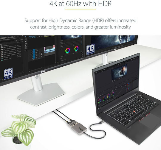 2-port Usb-c Mst Hub 4k60hz/dual-monitor Adapter Windows
