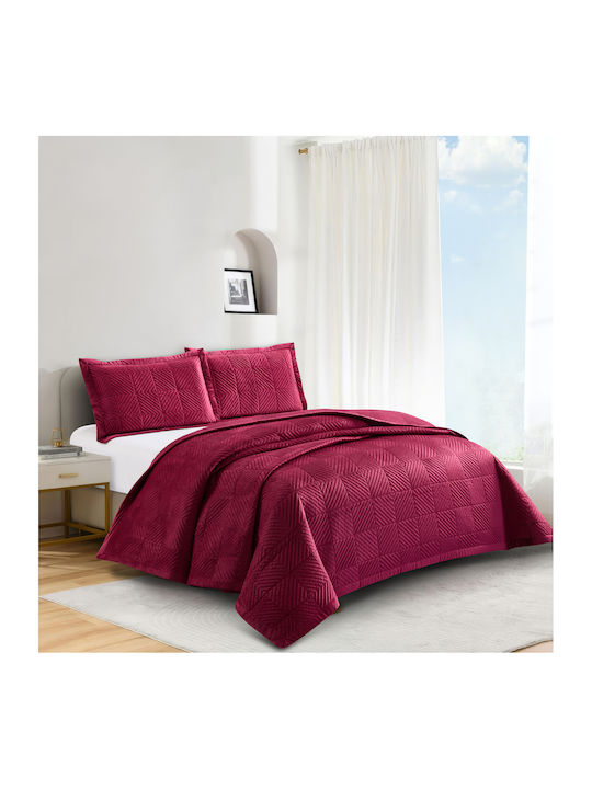Liolios Home Palmira Coverlet Queen Size from Polyester Burgundy 220x240cm