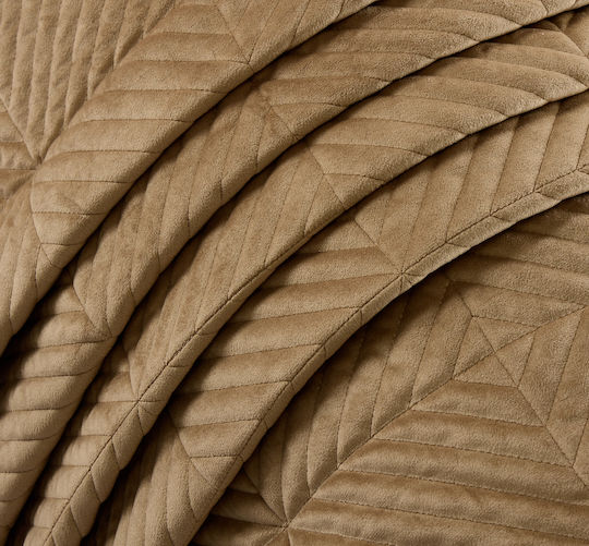 Liolios Home Palmira Coverlet Queen Size from Polyester Lt Coffee 220x240cm