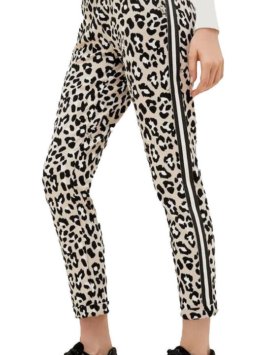 Women's Fabric Capri Trousers Leopard Beige