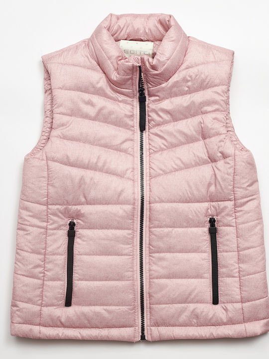 Kids' Quilted Jacket Sleeveless Short Pink
