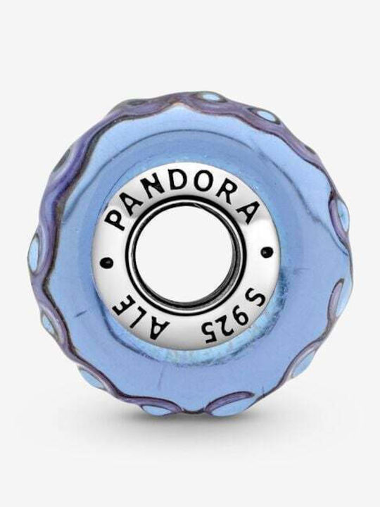 Pandora Wavy Lavender Murano Glass Charm από Ασήμι Λιλά