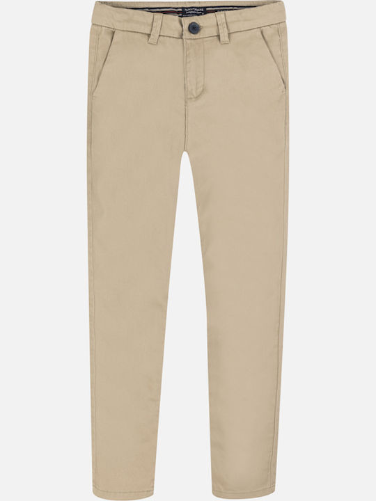 Kids' Chino Fabric Pants Beige Fit