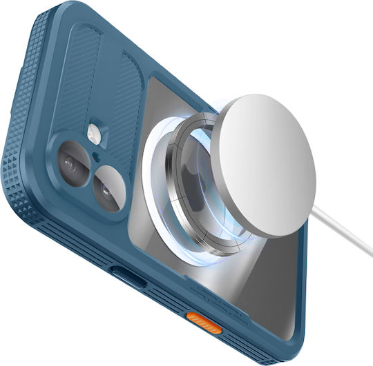 Shellbox Калъф Водоустойчив За Iphone 17 Съвместим С Magsafe Удароустойчив С Каишка За Ръка Син