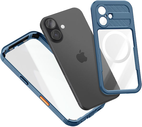 Shellbox Калъф Водоустойчив За Iphone 17 Съвместим С Magsafe Удароустойчив С Каишка За Ръка Син