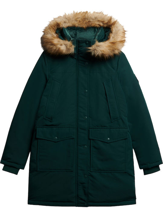 'everest' Μακρύ Γυναικείο Puffer Μπουφάν για Χειμώνα Enamel Green