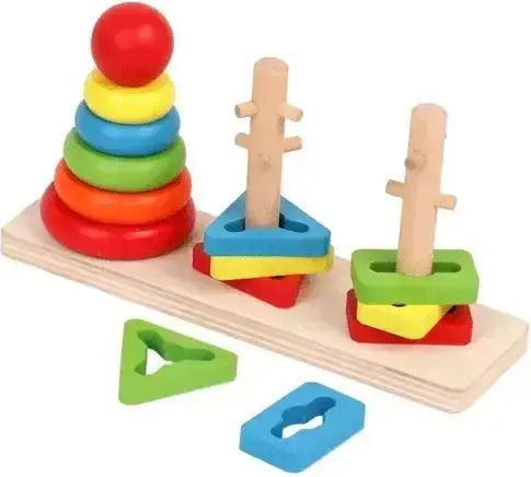 Marionette Wooden Toys Jucărie de Sortare a Formelor Forme Geometrice Și Culori din Lemn pentru 12++ Luni