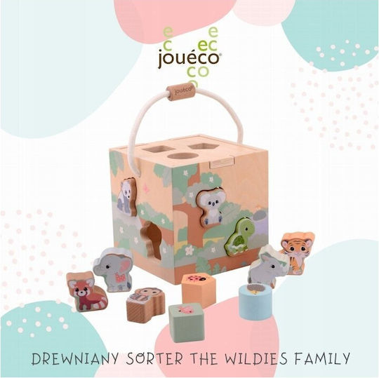 Joueco Shape Sorting Toy The Wildies Family made of Wood for 12++ Months