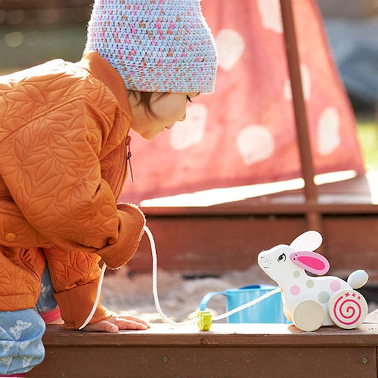 Goki Jucărie de Tras Pull-Along Animal Rabbit din Lemn pentru 12++ Luni