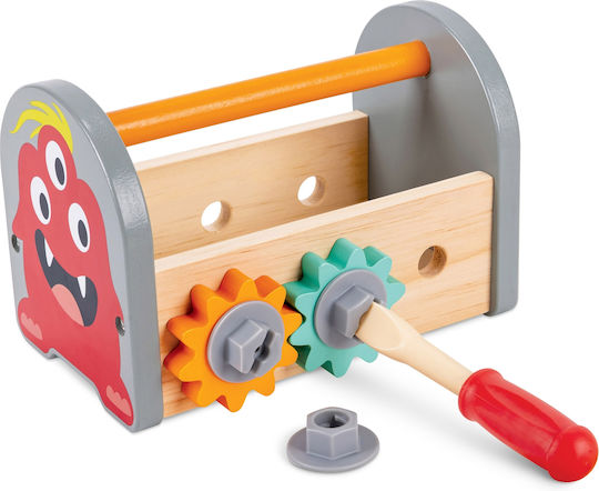 Hape Цветен Дървен Куфар с Инструменти Червен за 2+ Години 17 Части