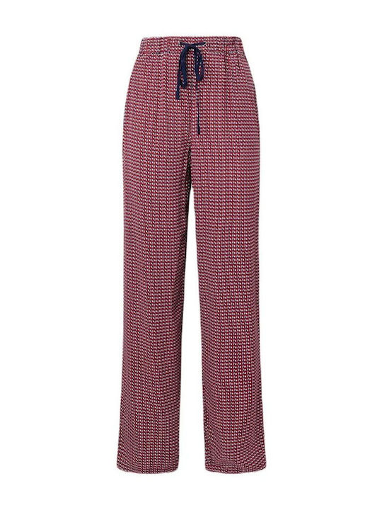 Women's High-waisted Fabric Trousers in Loose Fit Red