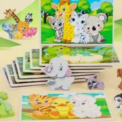 Lemnos Puzzle pentru Copii cu Îmbinări 8buc Spring