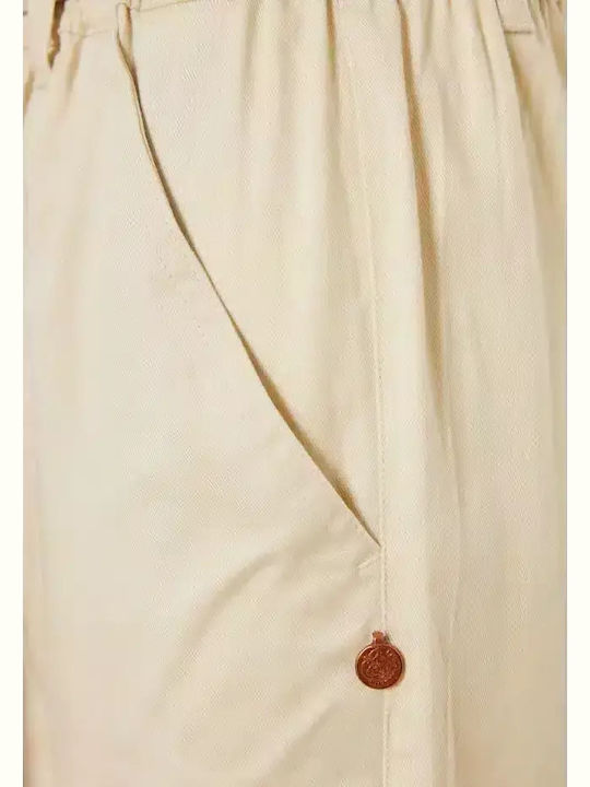 Funky Buddha Γυναικείο Παντελόνι Casual Fbl009-122-02-chalk Λευκό Γυναικεία Lyocell Collection Market Κανονική