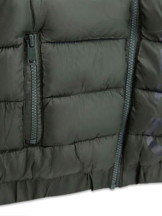 Kids' Quilted Jacket with Hood Khaki