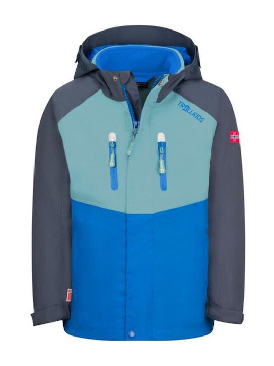 Wasserdicht Kinder Sportjacke Winddicht mit Kapuze Blau