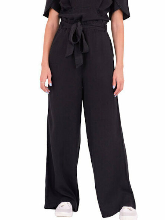 Women's High Waist Pantaloons in Paperbag Fit Black