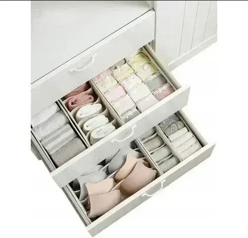 Tpster Fabric Drawer Organizer For Clothes in Beige Color 32x32x12cm 1pcs