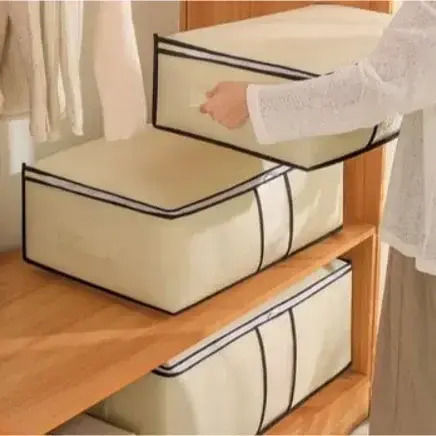 Tpster Fabric Storage Case For Clothes in Beige Color 45x45x20cm 1pcs