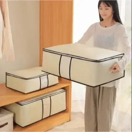 Tpster Fabric Storage Case For Clothes in Beige Color 45x45x20cm 1pcs