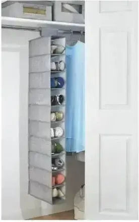 Tpster Fabric Hanging Storage Case for Shoes in Gray Color 15x15x120cm 1pcs