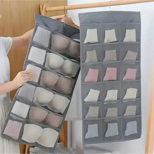 Tpster Fabric Hanging Storage Case for Underwear / Belts in Gray Color 40x78cm 1pcs