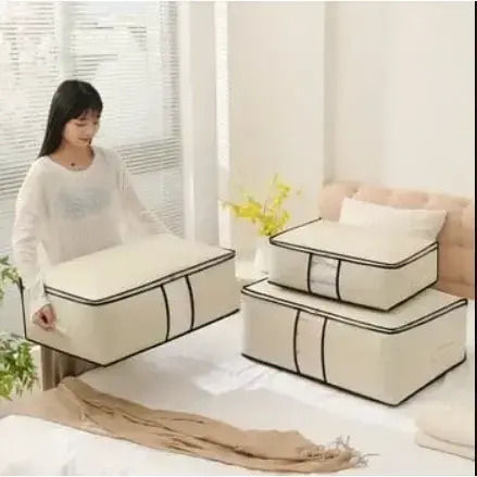 Tpster Fabric Storage Case For Clothes in Beige Color 45x30x20cm 1pcs