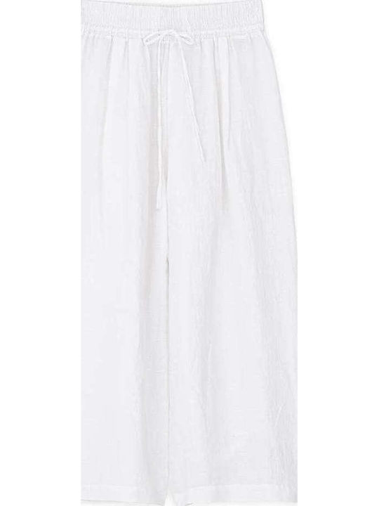 Γυναικεία Ζιπ Κιλότ με Λάστιχο White