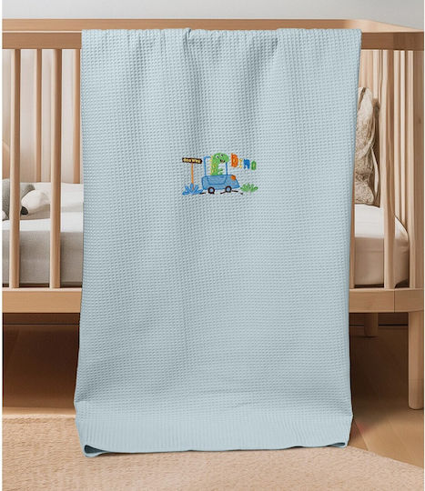 Adam Home Одеяло Детски пелени за пелени Dinosauros Pique Син Blue 80x110см.