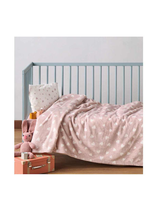 Kentia Blanket Cot Amar Fleece Pink 100x140cm