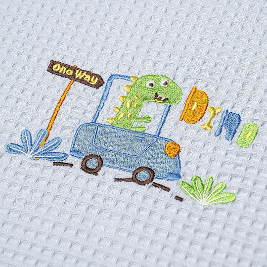 Adam Home Одеяло Детски пелени за пелени Dinosauros Pique Син Blue 80x110см.