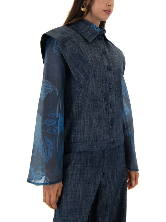 Women's Denim Sleeveless Shirt Blue