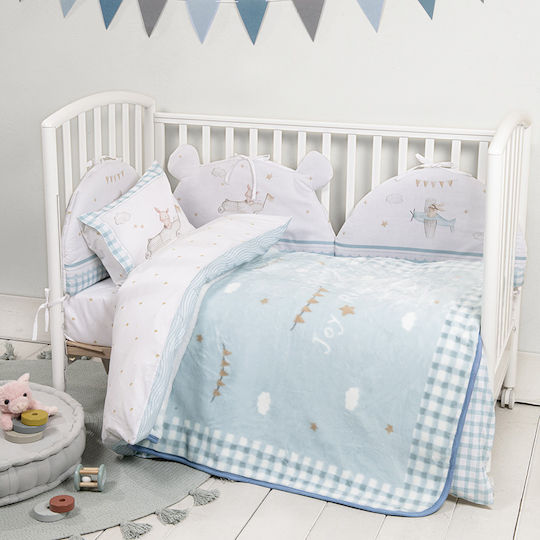 Nima Decke Kinderbett Samt Hellblau 110x140cm
