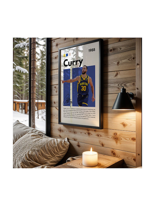 Poster Nba Greatness Series Steph Curry Snk195 21cm X 30cm Λευκή Ξύλινη Κορνίζα